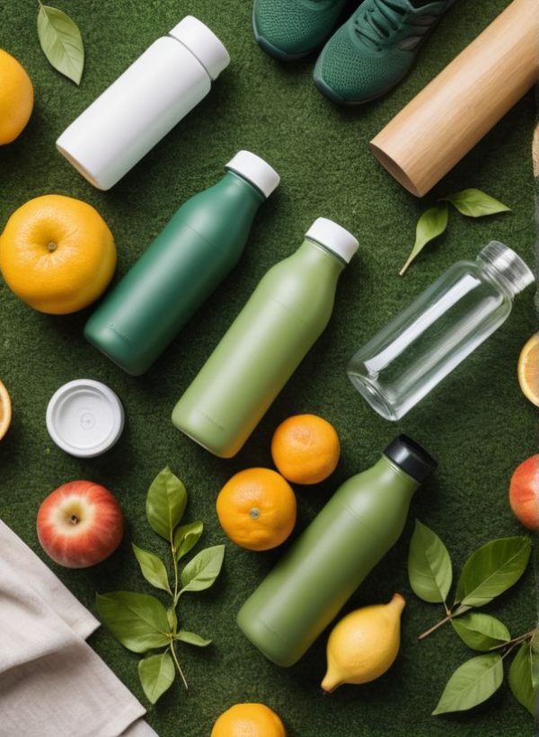 a group of people working on a big table on their laptops, headphones, water bottles